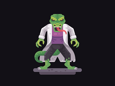 The Lizard character comic flat design illustration lizard spider man vector villain