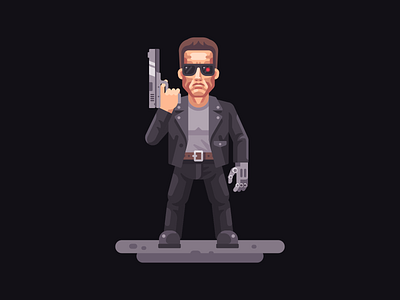 Terminator character flat design illustration schwarzenegger terminator vector
