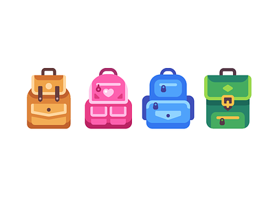 School bags back to school backpack bag design flat icon illustration vector