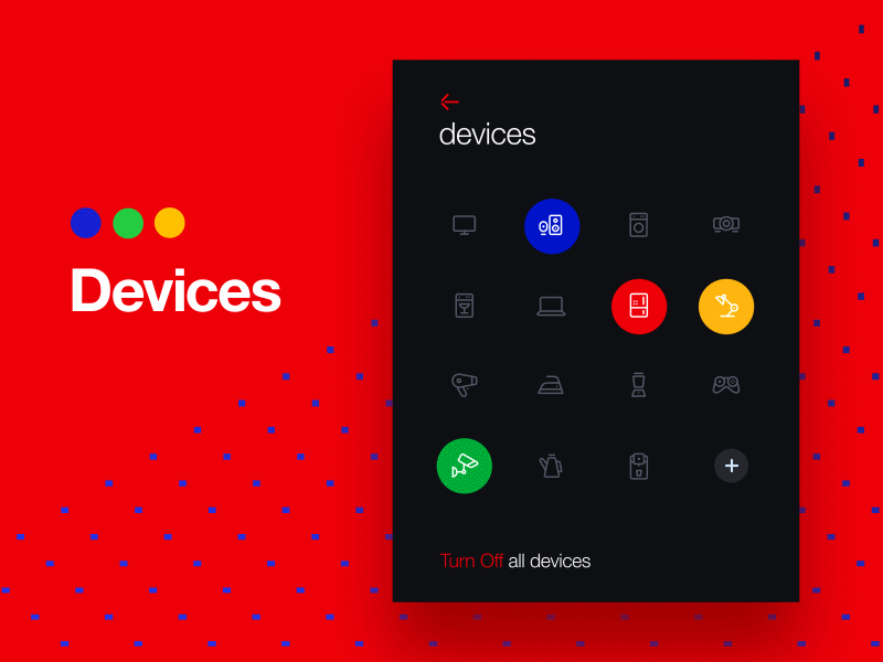 Ether - Devices. animation colors device gui home icons mobile motion red smart statistics ui