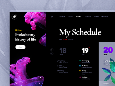 Education Service: My Schedule black calendar dashboard desktop education interface schedule typography ui