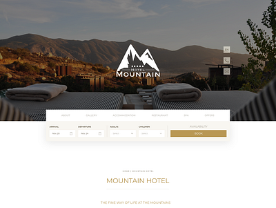 Home Page for Premium Hotel design flat logo minimal ui ux website