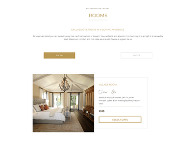 Room Selection Page hotel minimal premium room booking ui ux webdesign