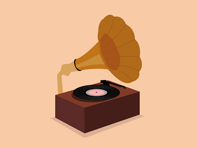 Vintage Record Player 60th classic design flat graphic illustration illustrator minimal music player record vintage