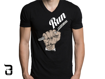 Run! barber black clothing design graphic hairstyle hands illustration illustrator ironic run tshirt