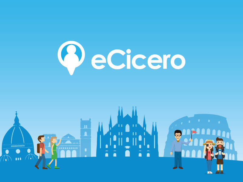 eCicero concept italian flat minimal travel illustration italy behance platform tour guide userinterface uiux webdesign website logo design