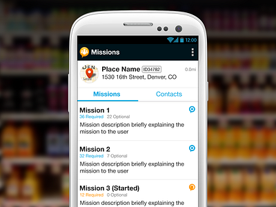 GoSpotCheck v3.0 Missions Screen android app clean flat helvetica interface mobile ui user interface white
