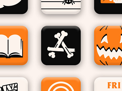 Spooky iOS 14 App Icons halloween icon design icon set iconography icons icons design icons pack iconset illustration ios14 october pumpkin skeleton spooktober spooky