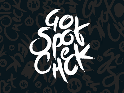 GoSpotCheck... Radical! black lettering script type typography vector white