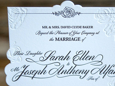 Sarah & Joey Wedding Invite invitation invite letterpress type typography wedding