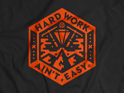 Hard Work Ain't Easy diamond emblem geometric gospotcheck hexagon illustration mountains patch t shirt tee tshirt vector