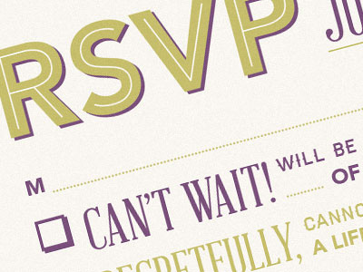 Vintage Wedding RSVP 2-Color letterpress purple rsvp typography vintage wedding