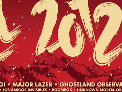 Music Festival Poster Detail 2 illustration mountains poster print red screen print script snow type typography