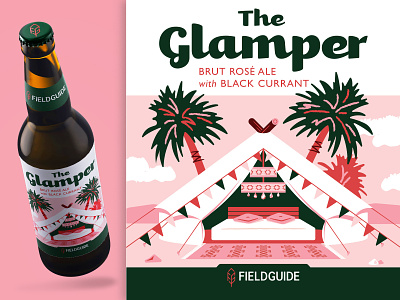 The Glamper Beer Label beer beer bottle beer label brand branding fieldguide flat illustration glamping illustration package design packaging typography vector