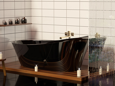 modern bathroom black bath bathtub candle chair design inside interior lighting modern natural tile