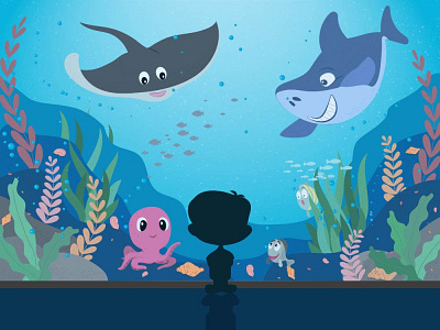 Vector oceanarium texture illustration