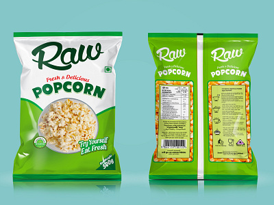 Raw Popcorn Packet Design packaging design pouch design print design raw raw popcorn packet design