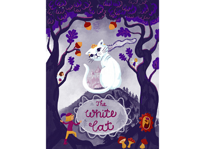 The White Cat cat children book children book cover cover fairy tale forest illustration
