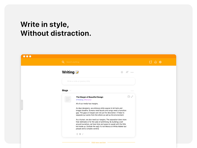 Write without distraction - JOURS app design app development composer experience design icon interaction design mac app notebook todo app ui ux