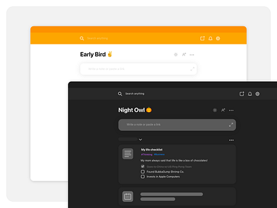 Night Mode - JOURS app branding experience design icon interaction design mac app night mode notes todo app todo list ui ux wireframe