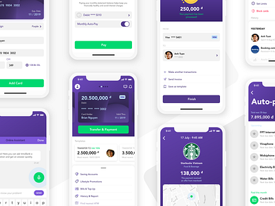 All Screens - timo Mobile Banking bank app credit card digital banking experience design fintech interaction design key visual mobile banking payment starbucks ui ux visa card