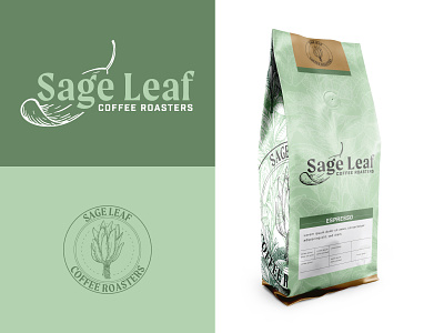 Sage Leaf Coffee Roasters branding design dribbbleweeklywarmup graphic design illustration logo mockup packaging packagingdesign