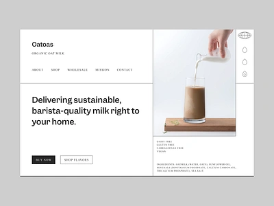 Oatoas Oat Milk barista black and white branding brutalism coffee dairy logo minimalism oat oat milk product design serif ui ux web web design website