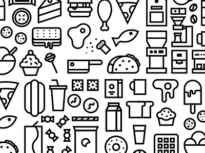 Lotsa Food breakfast coffee food geometric icon icon set illustration minimal simple snack