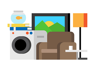 Crammed Apartment apartment color home house icon icons illustration life living palette