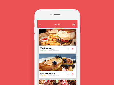 Chewse App Home Screen app application check in chew food ios iphone location mobile red ui ux