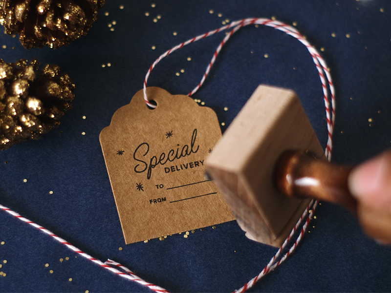 Special Delivery Stamp present christmas brand logo tag gift holiday stamp