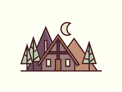 A Cabin cabin home icon icons illustration moon mountain nature outdoors tree woods