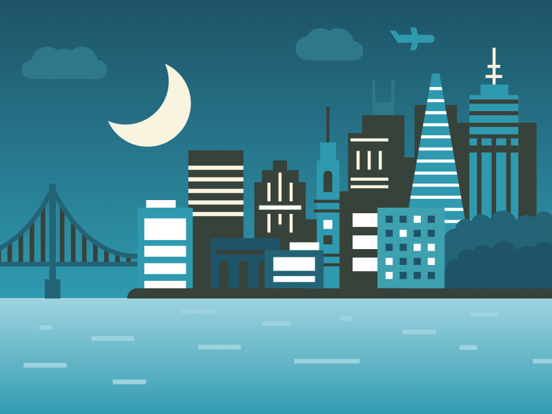 San Fran Times Of Day animation app city color gradient icon illustration illustrator san francisco sky skyline sunset