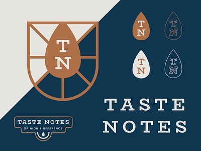 Taste Notes Branding badge branding coffee drip gold icon identity logo logomark logotype