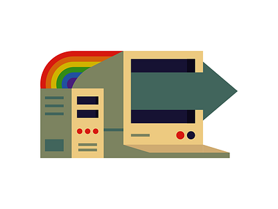 Distractions Provide Progress apple arrow colors computer hardware icon illustration progress rainbow technology vintage