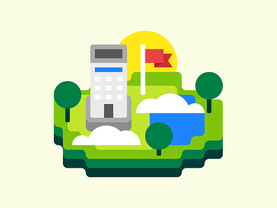 Sustainable Success cartoon cloud icon illustration island layers minimal nature perspective success