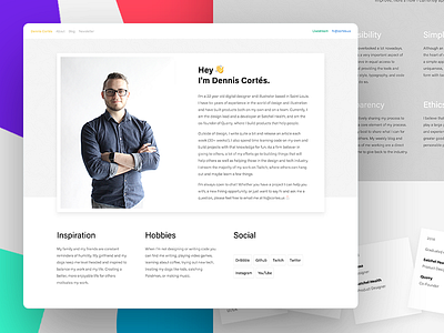 My New Site – About by Dennis Cortés on Dribbble