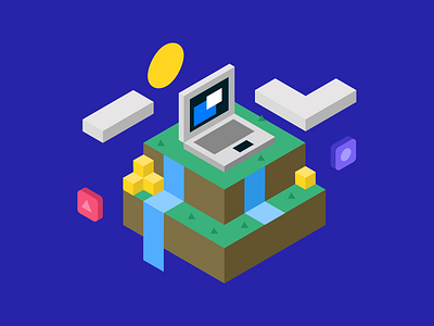 Great Design, Brought To You By Caring app computer game icon illustration isometric laptop mario minecraft nature outside