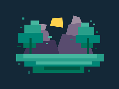 Work For Yourself More 8bit abstract editorial game icon illustration image mountain nature sun