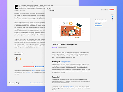 The Rate of Change V2 blog design development editorial illustration iteration react refresh typography ui ux web