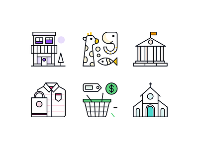 Industry Icons church ecommerce elephant fish giraffe icon icons illustration industry museum shopping