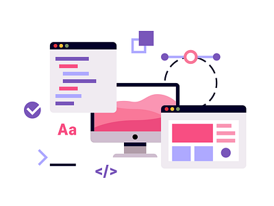 Designer or Developer? browser code computer design designer developer icon illustration marketing ui ux