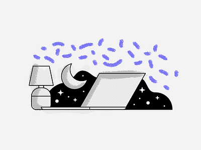 Working After A Full Time Job blog editorial icon icons illustration moon night personal productivity project tips