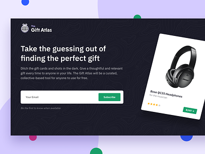 The Gift Atlas Landing Page atlas branding code colorful ecommerce product product design shopping sign up typography ui ux web design
