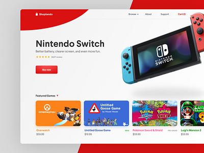 Shoptendo ecommerce gaming minimal nintendo overwatch pokemon product product design shop shopping switch ui ux video games web website