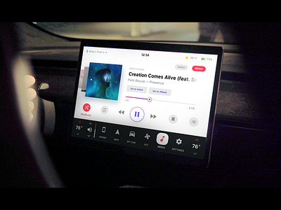 Car Media Exploration auto automobile car car ui media minimal music player product design tesla ui ux weather