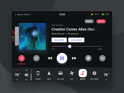 Car UI Dark Mode auto automobile car car ui dark mode gradient media minimal music music player radio tesla ui user interface ux