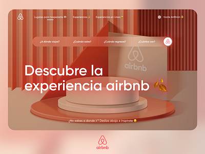 Airbnb Redesign Concept 3d airbnb branding creative design landingpage modern peach red travel ui ux web