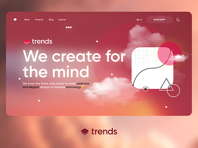 Creative Agency Web Page Concept app branding cloud creative creative design design illustration logo music peach pink ui ux vector
