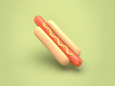 Hot Diggety Dog 3d bun cartoon food green hotdog icon modeling render stylized